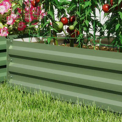 Outsunny Set of Two 60 x 100cm Galvanised Steel Planters, Green 