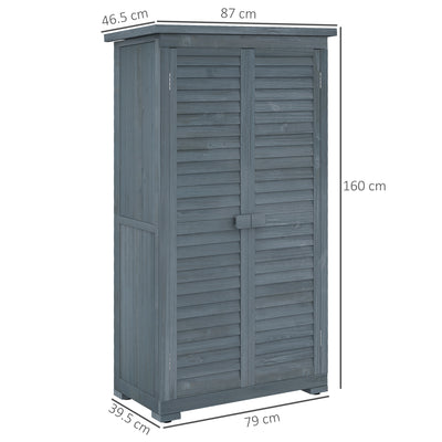 Outsunny 39.5 x 79cm Fir Wood Garden Shed - Grey 
