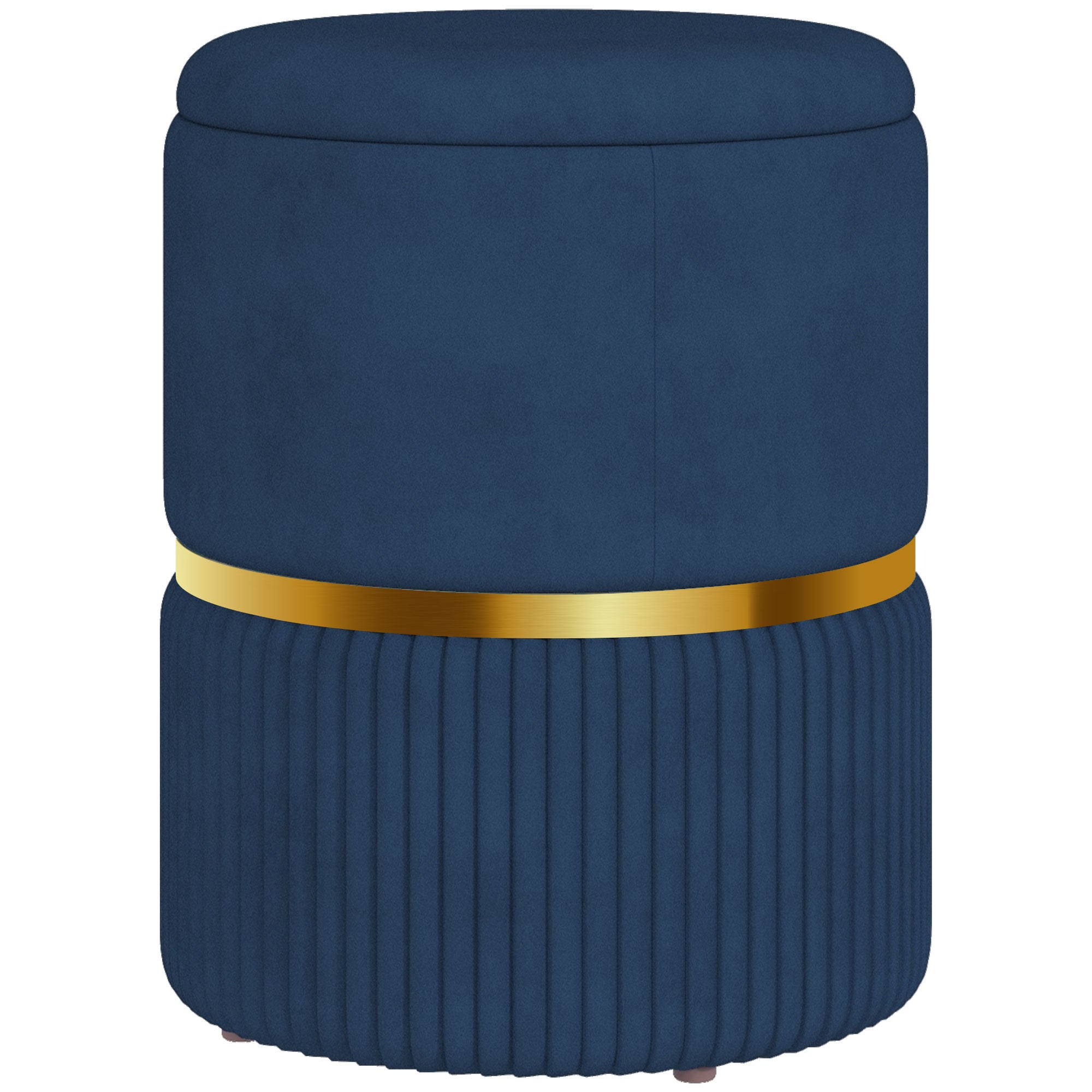 HOMCOM Velvet-Feel Storage Ottoman - Blue 