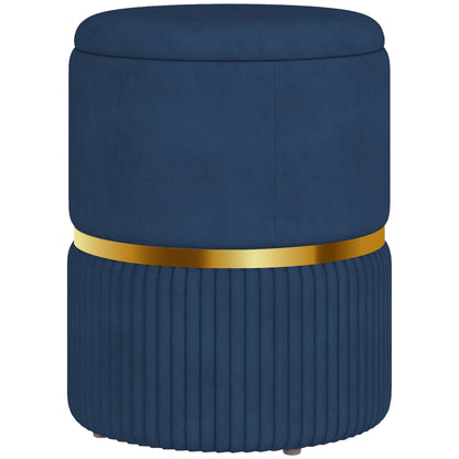 HOMCOM Velvet-Feel Storage Ottoman - Blue 