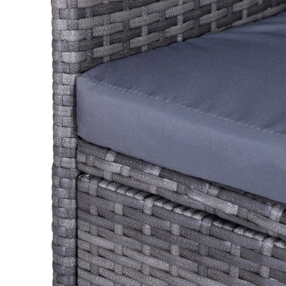 Outsunny 2-Seater PE Rattan Outdoor Garden Bench w/ Centre Table Grey 