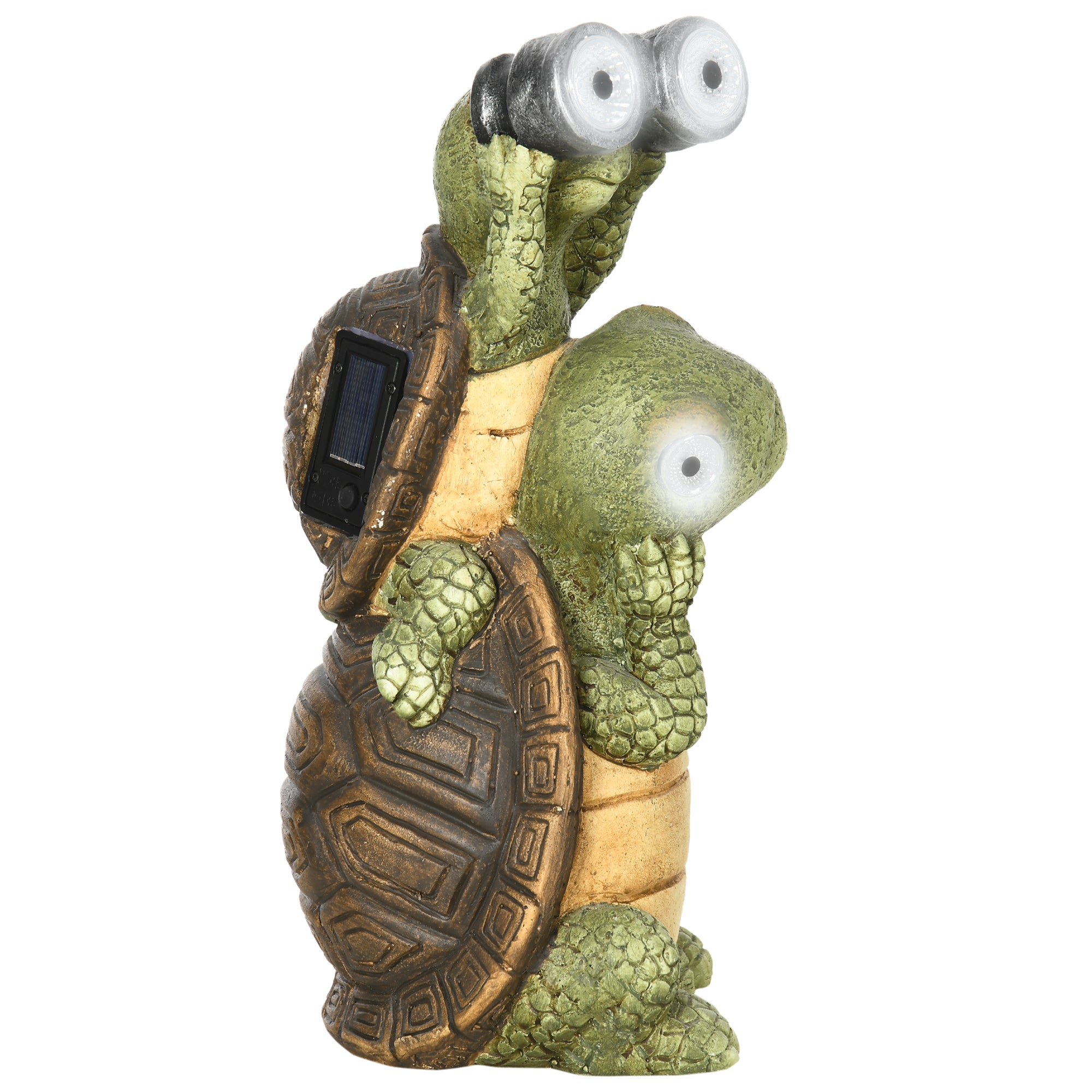 Outsunny Vivid 2 Tortoises Garden\'c2\'a0Statue with Solar LED Light, Outdoor Ornament Art Sculpture Home Decoration for Porch, Deck, Grass 