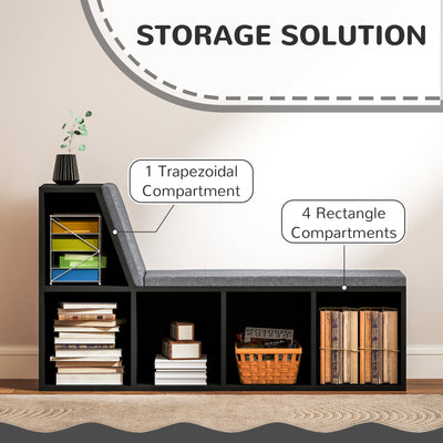 HOMCOM 2 Tier Modern Bookcase Bookshelf with Removable Cushions for Living Room 
