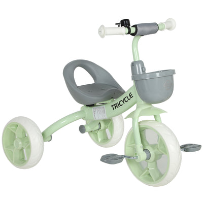 AIYAPLAY Kids Trike, Toddler Tricycle with Front Basket and EVA Wheels for Ages 2-5 Years, Indoor Outdoor for Boys Girls, Green 