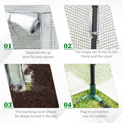 Outsunny 100 x 50 x 150cm Tomato Greenhouse with Roll-up Door, Mini Greenhouse with PE Cover, Outdoor Grow House Small Green House for Yard, Balcony, Garden, White 