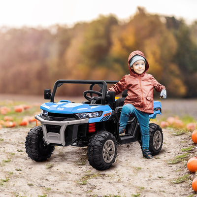HOMCOM 12V 2 Seater Kids Electric Ride-On Car with Electric Bucket, Remote Control - Blue 