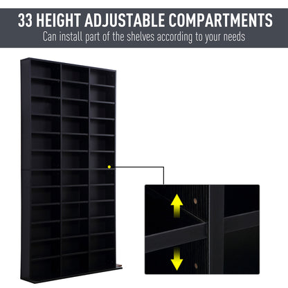 HOMCOM 1116 CD/ 528 DVD Storage Shelf Rack Media Storage Unit Shelves Racks Wooden Display Unit with 10 Adjustable Shelves, Black 