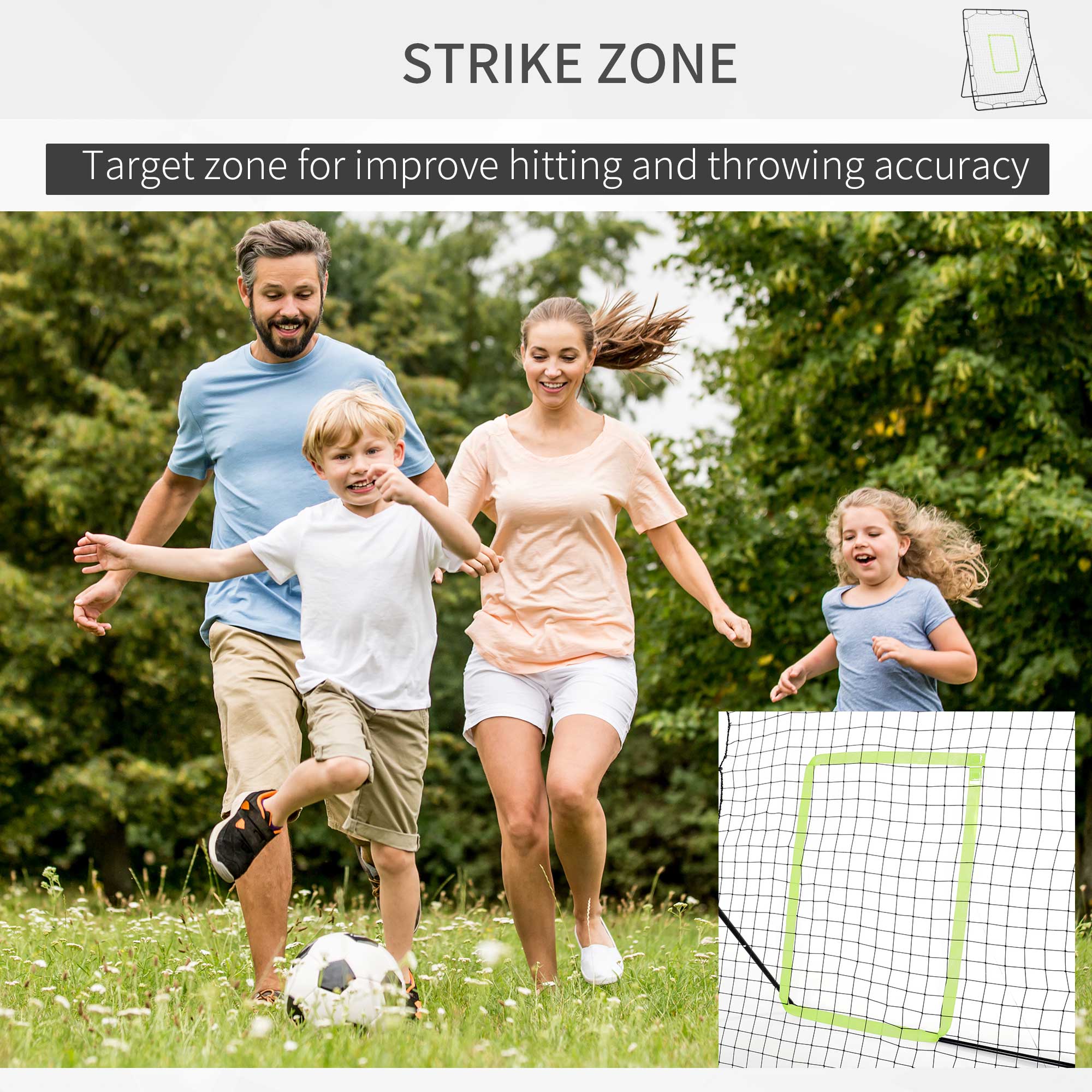 HOMCOM Baseball Rebounder Net Teens Adults Game Spot Softball Training Aid Practise Target Strike Shot Goal Play 