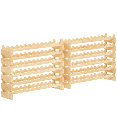 HOMCOM Six-Tier, 72 Bottle Wooden Wine Rack Set of 2 - Natural 