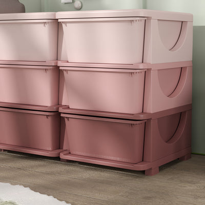 HOMCOM Kids Storage Unit, with Nine Drawers - Pink 