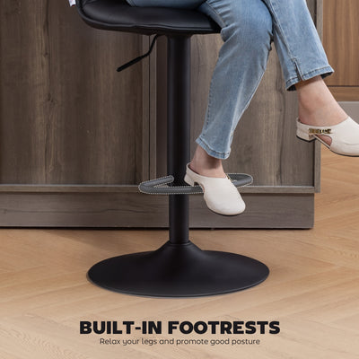 HOMCOM Set of Two Modern Faux Leather Bar Stools - Black 
