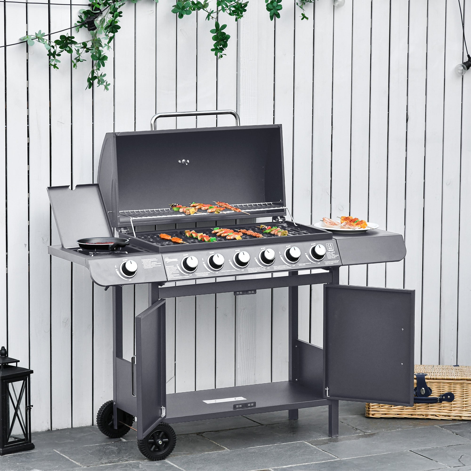 Outsunny Seven-Burner Gas BBQ Grill - Grey 