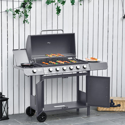 Outsunny Seven-Burner Gas BBQ Grill - Grey 