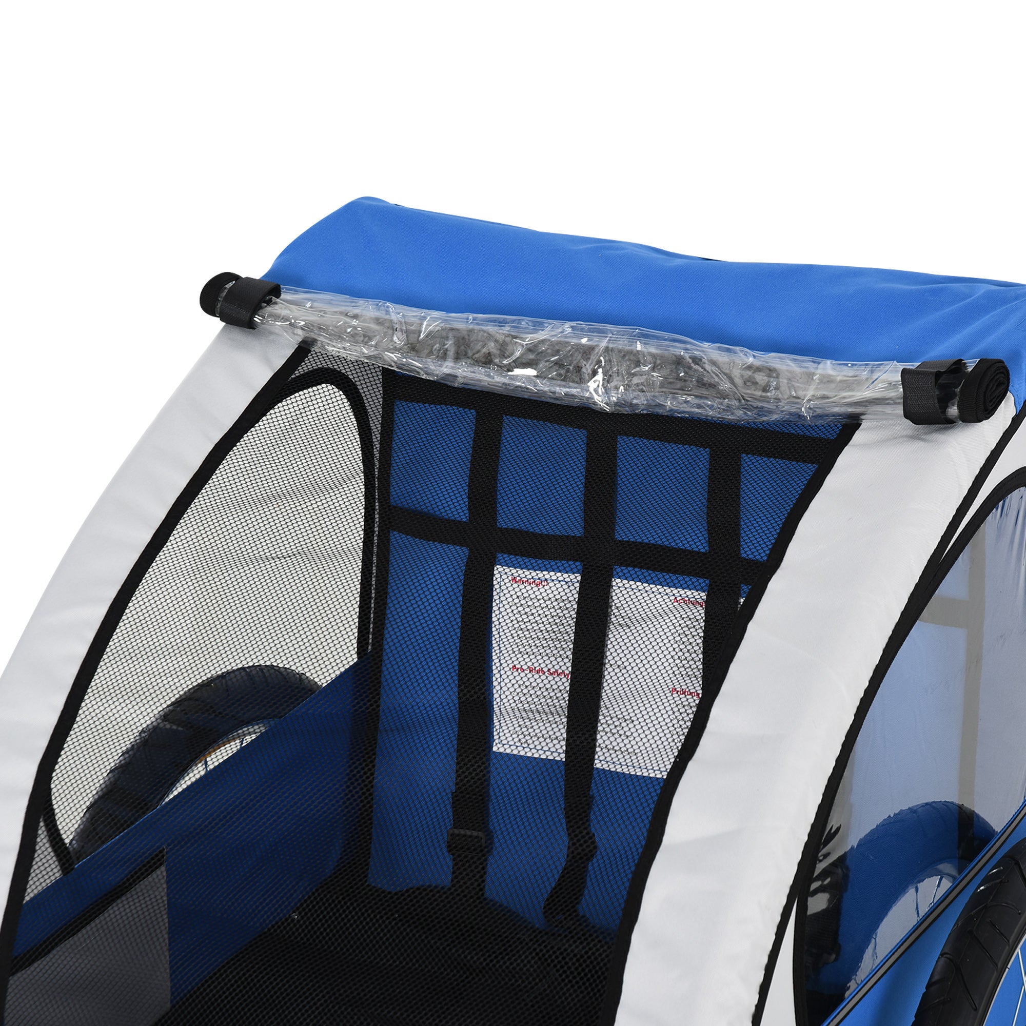 HOMCOM 2 Seat Bike Trailer Bicycle wagon for Kids Child Steel Frame Safety Harness Seat Carrier Hitch Coupler Blue White 130 x 76 x 88 cm 