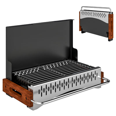 Outsunny Portable BBQ Grill, Folding Charcoal Barbecue Grill with Removable Charcoal Basin for Camping Picnic Garden Party, Black 