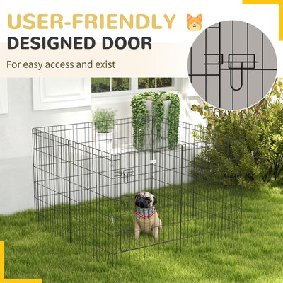 PawHut 8 Panel DIY Dog Pen with Door, for Dogs, Small Animals, Indoor/Outdoor Use, 91cm High 