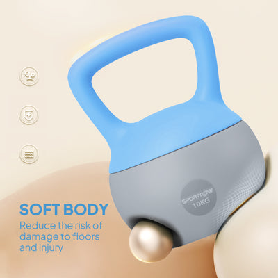 SPORTNOW 10KG Soft Kettlebell, Kettlebell with Non-Slip Handle for Home Gym, Weight Lifting, Strength Training, Light Blue/Grey 
