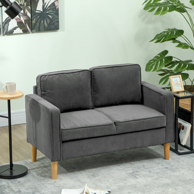 HOMCOM Small Two-Seater Corduroy Sofa - Grey 