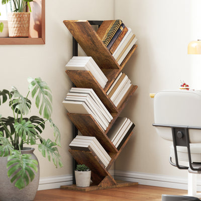 HOMCOM Six-Section Tree Bookcase - Wood-Effect 