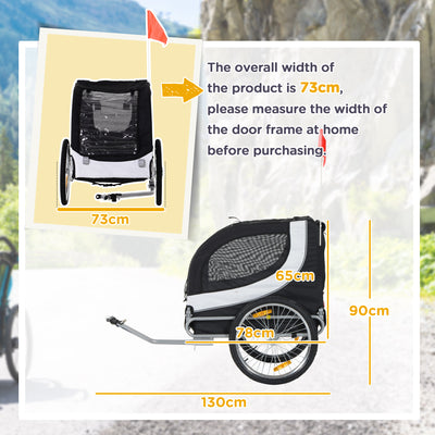 PawHut Steel Dog Bike Trailer Pet Cart Carrier for Bicycle Kit Water Resistant with Hitch Coupler Travel White and Black 