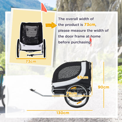 PawHut Steel Dog Bike Trailer Pet Cart Carrier for Bicycle Kit Water Resistant with Hitch Coupler Travel White and Black 