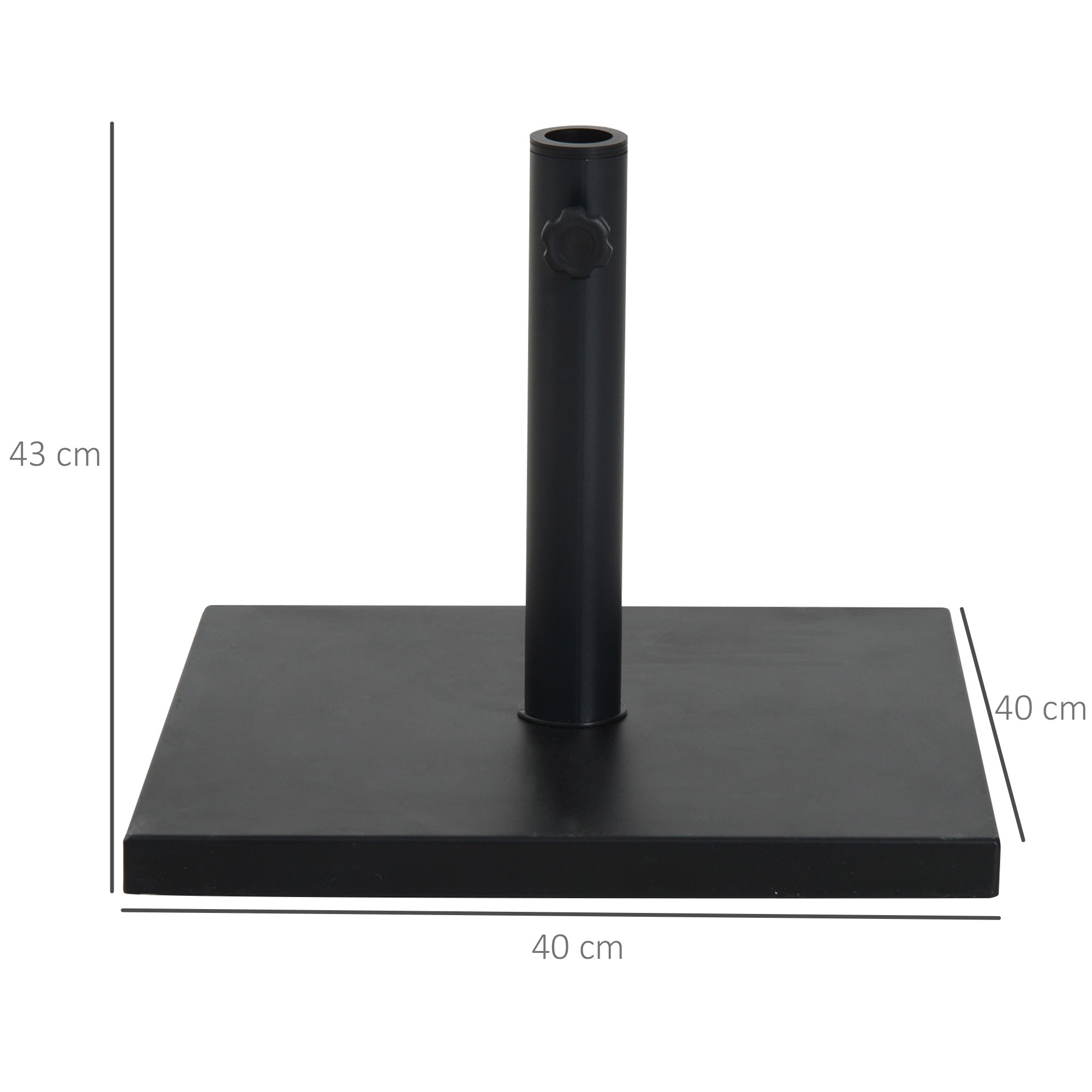 Outsunny 11kg Square Cement Parasol Base Concrete Umbrella Weight Stand Holder Patio Outdoor Garden Black 