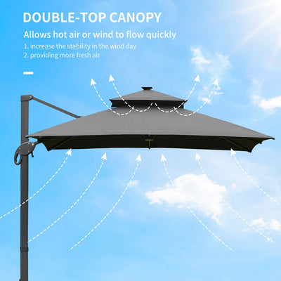 Outsunny 3 x 3(m) Aluminum Sun Square Canopy Top w/ Adjustable Pole Angle Dark Grey 