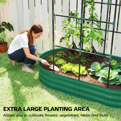 Outsunny Galvanised Raised Garden Bed with Arched Trellis, 5 x 3 x 6ft Metal Raised Bed for Garden with Open Bottom, Green 