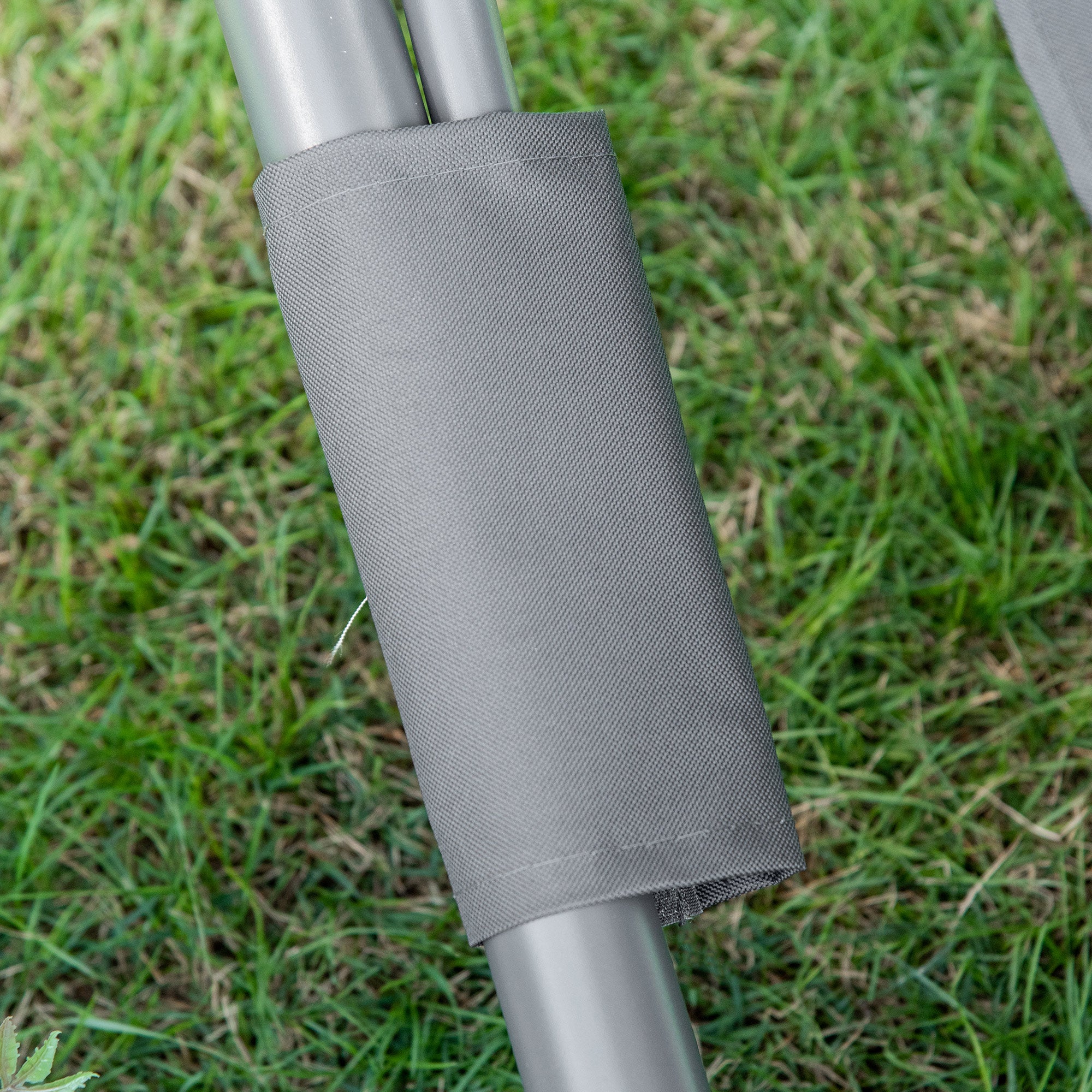 Outsunny Double Hammock Sun Lounger Bed with Canopy Shelter, Wheels & 2 Pillows, Grey 