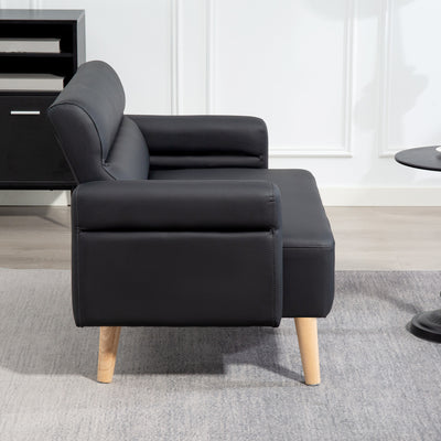 HOMCOM Small Faux Leather 2 Seater Sofa Settee - Black 