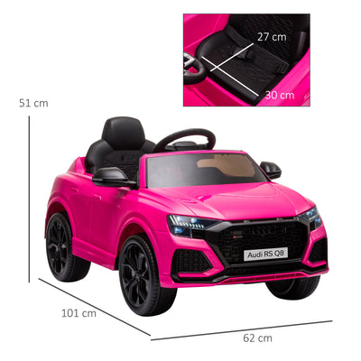 HOMCOM Audi RS Q8 6V Kids Electric Ride On Car Toy w/ Remote USB MP3 Bluetooth Pink 