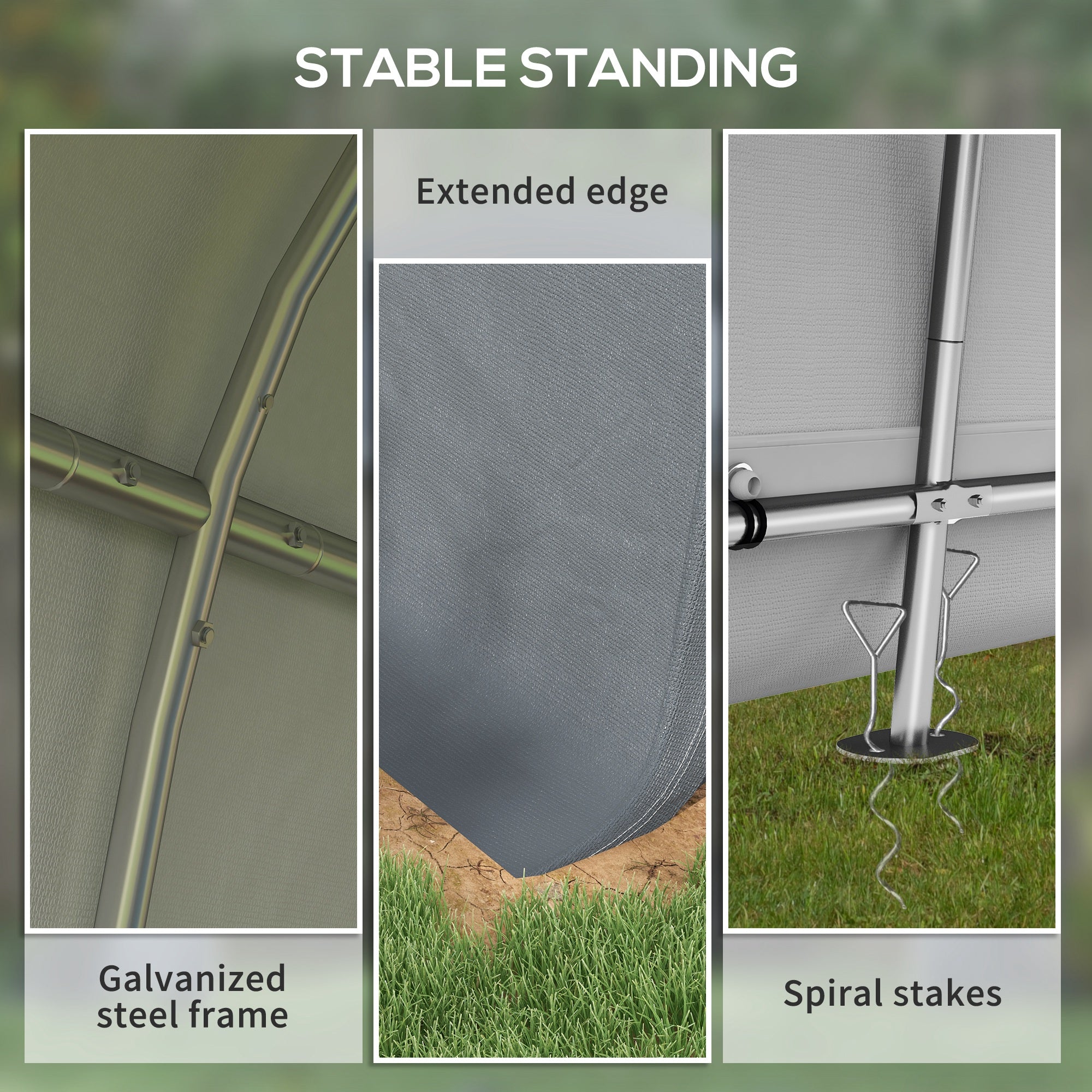 Outsunny 3 x 3(m) Garden Storage Tent, Heavy Duty Outdoor Shed, Waterproof Portable Shed Storage Shelter with Galvanised Steel Frame for Bike, Motorcycle, Garden Tools, Grey 