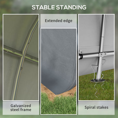 Outsunny 3 x 3(m) Garden Storage Tent, Heavy Duty Outdoor Shed, Waterproof Portable Shed Storage Shelter with Galvanised Steel Frame for Bike, Motorcycle, Garden Tools, Grey 