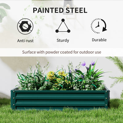 Outsunny Set of 2 Raised Beds for Garden, Galvanised Outdoor Planters for Herbs Vegetables, Use for Patio Balcony, Green 