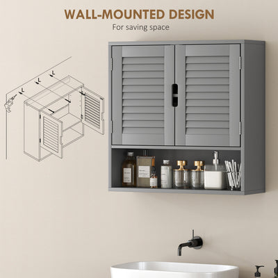 HOMCOM Bathroom Cabinet, Wall Mounted Storage Cabinet with Adjustable Shelves, 60 x 20 x 60 cm, Grey 