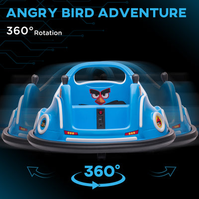 AIYAPLAY Angry Bird Licensed Waltzer Car, 12V Kids Bumper Car w/ Joysticks, Remote, Music LED Lights - Blue 