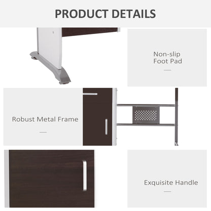 HOMCOM Computer Desk with Sliding Keyboard Tray, Storage Drawers and Host Box Shelf, Home Office Desk, Study Workstation, 100 x 52 x 75cm, Black Walnut 