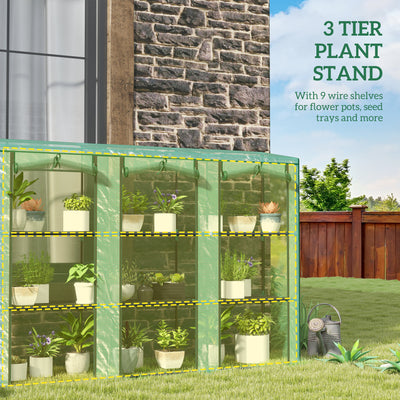 Outsunny 46 x 215cm Nine-Shelf Greenhouse - Green 
