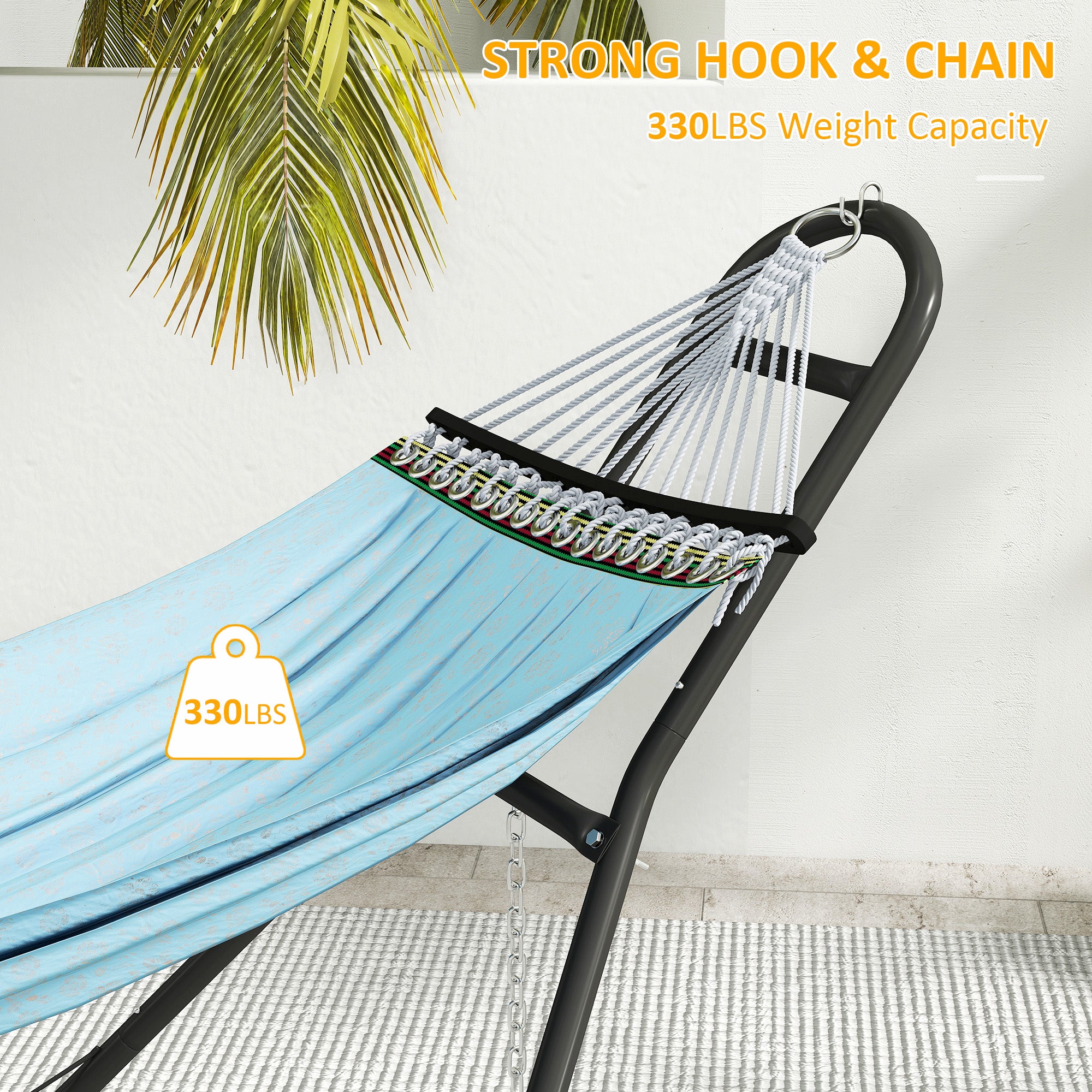 Outsunny 9ft Hammock Stand Adjustable Hammock Frame with Non-Slip Feet for Indoor Outdoor, 150 kg Capacity, Black 