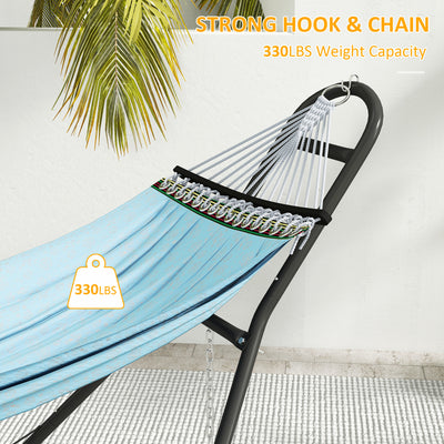 Outsunny 9ft Hammock Stand Adjustable Hammock Frame with Non-Slip Feet for Indoor Outdoor, 150 kg Capacity, Black 