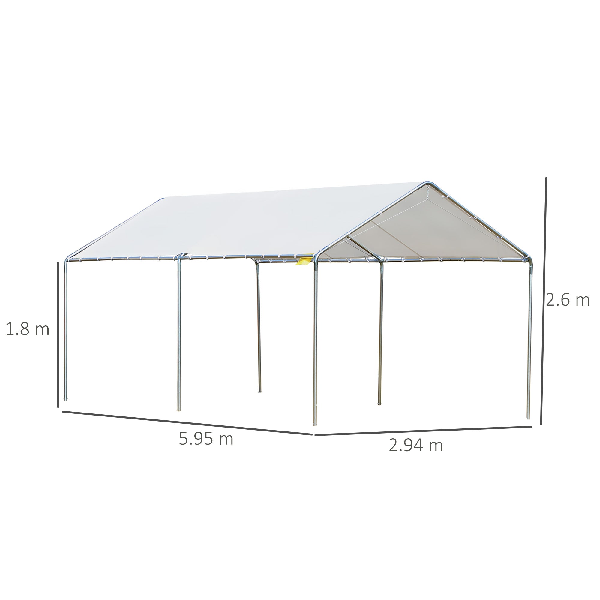 Outsunny 3 x 6m Heavy Duty Carport Garage Car Shelter Galvanized Steel Outdoor Open Canopy Tent Water UV Resistant Waterproof, White 