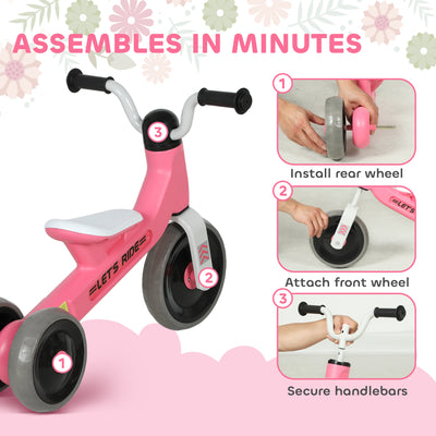 AIYAPLAY Toddler Balance Bike with No Pedal, 3 Silence Wheels for 12-36 Months Boys and Girls, Indoor Outdoor, Pink 