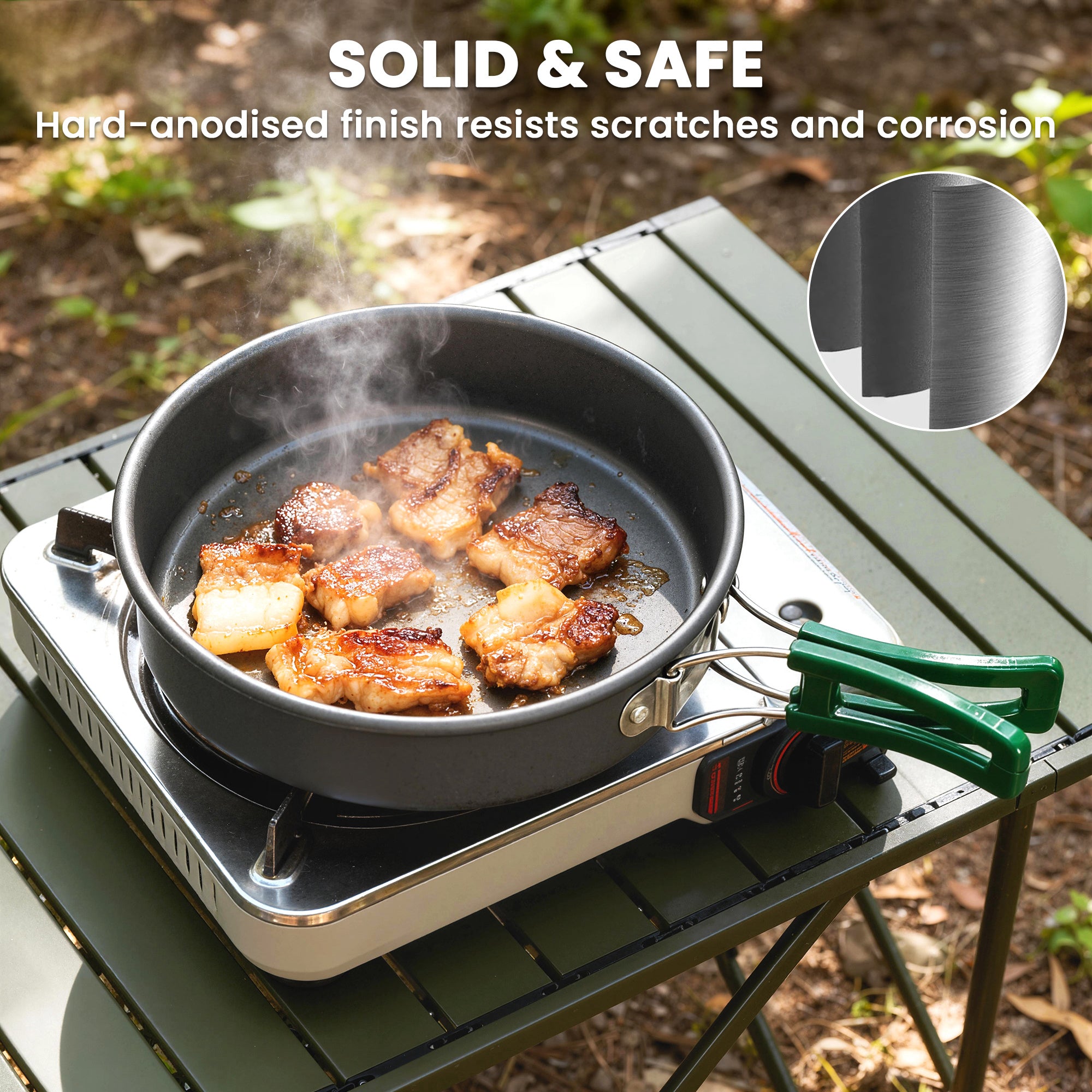 Outsunny Camping Cookware Set, 8-Piece Ultralight Camping Cooking Kit with Anti-Scald Handles, Grey 