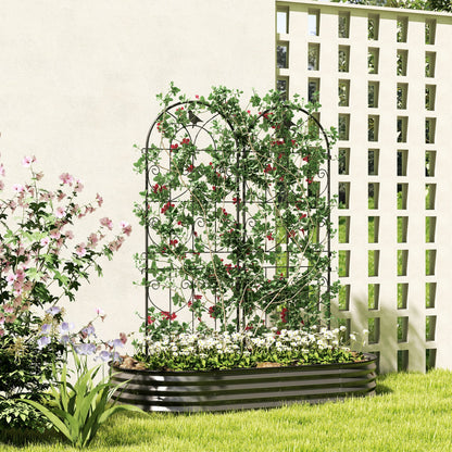 Outsunny Set of 2 Garden Trellis, Metal Fence Panels for Climbing Outdoor Plants, Flowers, 150 x 50cm 
