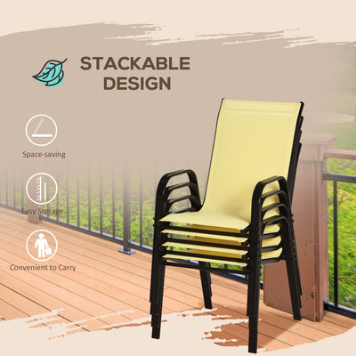 Outsunny Set of Four Stackable Mesh Seat Chairs - Beige 