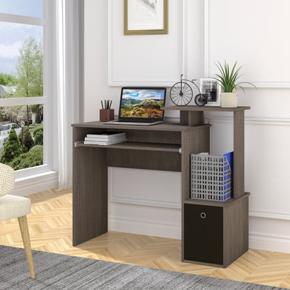 HOMCOM Computer Desk with Sliding Keyboard Tray Storage Drawer Shelf Home Office Workstation Grey 