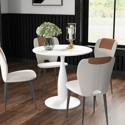 HOMCOM Round Dining Table, Modern Dining Room Table with Steel Base, Non-slip Foot Pad, Space Saving Small Dining Table 