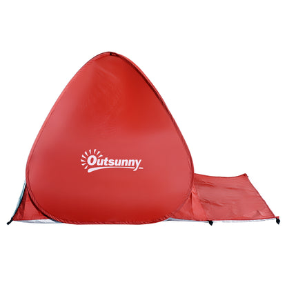Outsunny Pop-up Portable Beach Tent-Red 