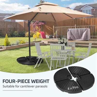 Outsunny 52kg Four-Piece Fillable Cantilever Parasol Weight Set 