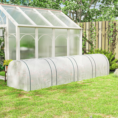 Outsunny 395 x 100 cm Low Tunnel Greenhouse - White